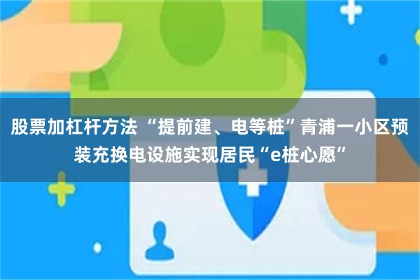 股票加杠杆方法 “提前建、电等桩”青浦一小区预装充换电设施实现居民“e桩心愿”