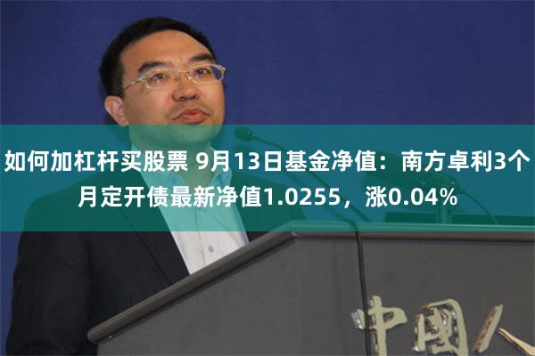 如何加杠杆买股票 9月13日基金净值：南方卓利3个月定开债最新净值1.0255，涨0.04%