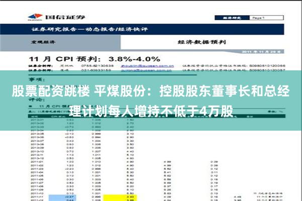 股票配资跳楼 平煤股份：控股股东董事长和总经理计划每人增持不低于4万股