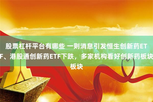 股票杠杆平台有哪些 一则消息引发恒生创新药ETF、港股通创新药ETF下跌，多家机构看好创新药板块
