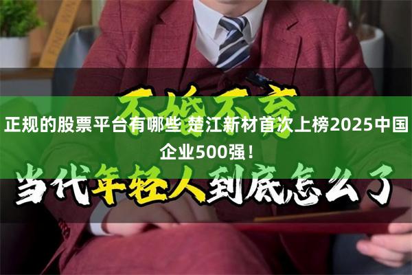 正规的股票平台有哪些 楚江新材首次上榜2025中国企业500强！