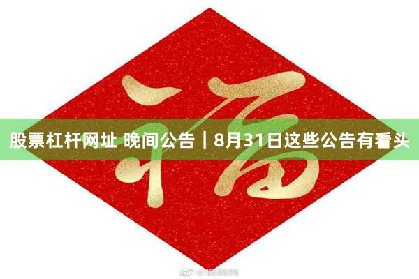 股票杠杆网址 晚间公告｜8月31日这些公告有看头